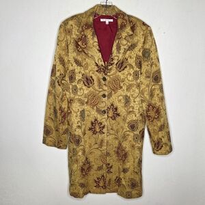 CABi Womens 16 Gold Brocade Floral Guinevere Jacket Tapestry Jacquard 179 Y2K